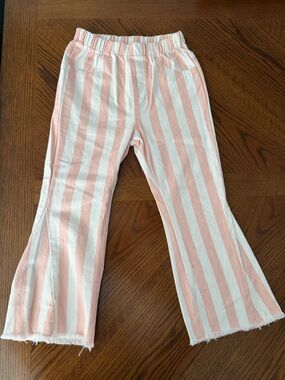 Kids Pink and White Striped Jean Pants